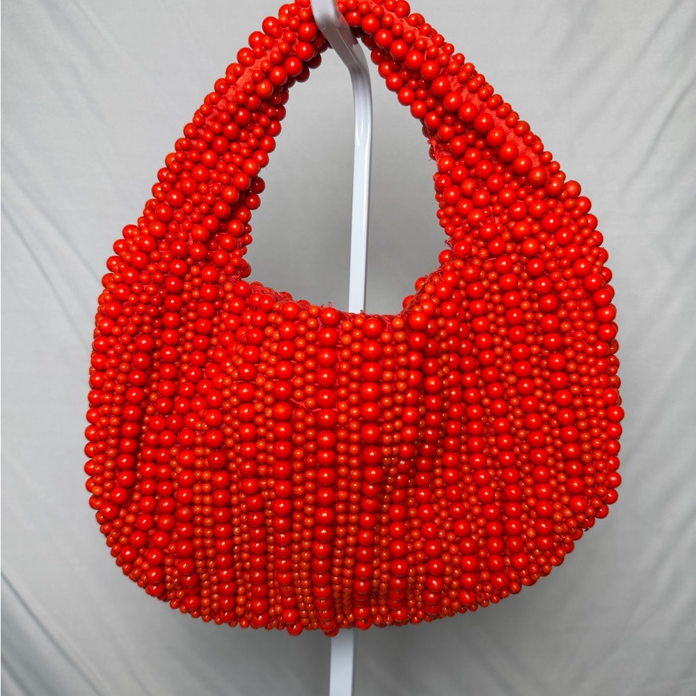 Vibrant Red Beaded Bag - Picture 2 of 3